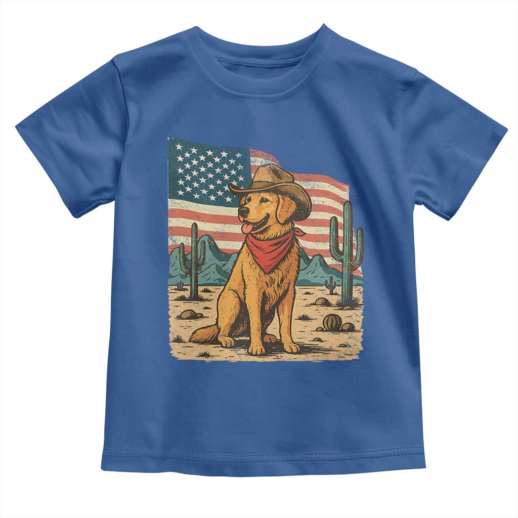 Patriotic Cowboy Dog Toddler T Shirt American Flag Western Country - Wonder Print Shop
