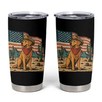 Patriotic Cowboy Dog Tumbler Cup American Flag Western Country