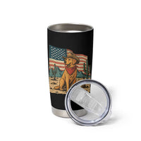 Patriotic Cowboy Dog Tumbler Cup American Flag Western Country