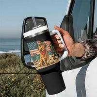 Patriotic Cowboy Dog Tumbler With Handle American Flag Western Country