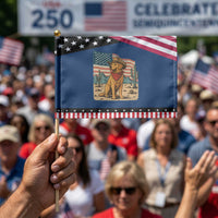 Cowboy Hat Golden Retriever Us Flag 4th Of July Patriotic Handheld Flag