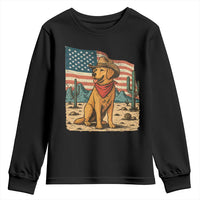 Patriotic Cowboy Dog Youth Sweatshirt American Flag Western Country - Wonder Print Shop