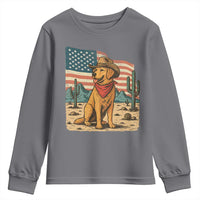Patriotic Cowboy Dog Youth Sweatshirt American Flag Western Country - Wonder Print Shop