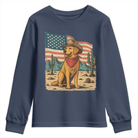 Patriotic Cowboy Dog Youth Sweatshirt American Flag Western Country - Wonder Print Shop