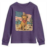 Patriotic Cowboy Dog Youth Sweatshirt American Flag Western Country - Wonder Print Shop