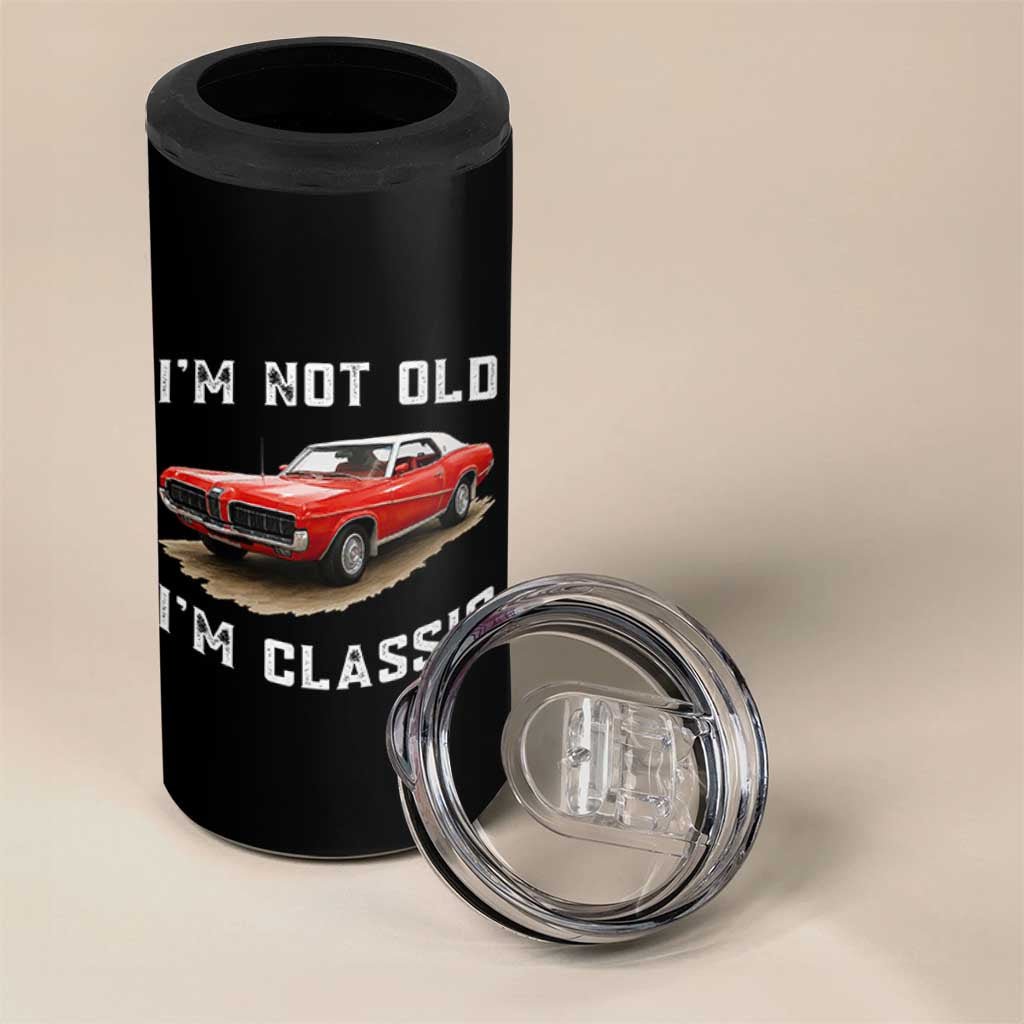 I'm Not Old I'm Classic 4 in 1 Can Cooler Tumbler Vintage 1970 Mercury Cougar Hardtop Classic Car Enthusiast