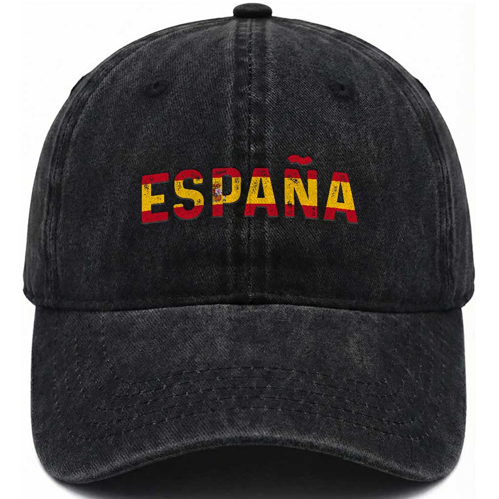 Spain Spanish Flag Espana Pride Washed Cotton Baseball Cap