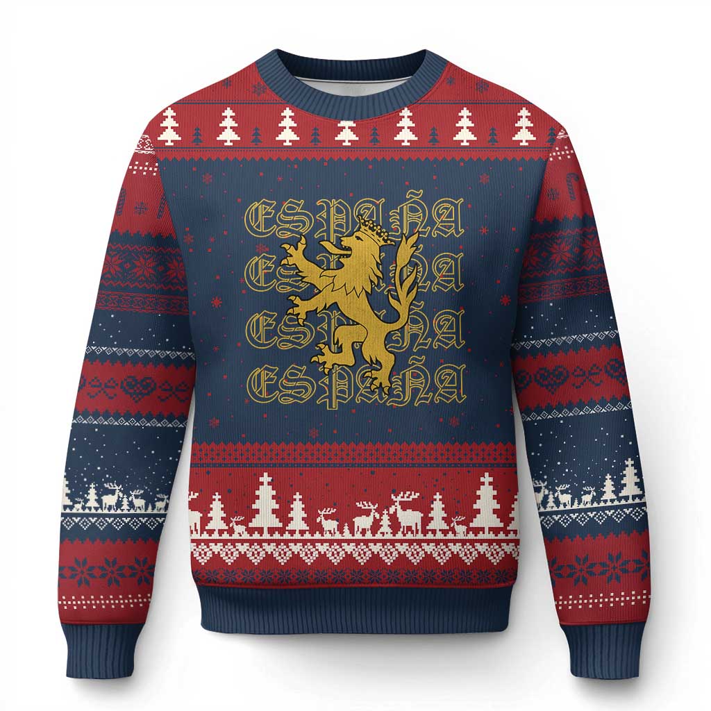 Spain Espana Heraldic Lion Pride Ugly Christmas Sweater