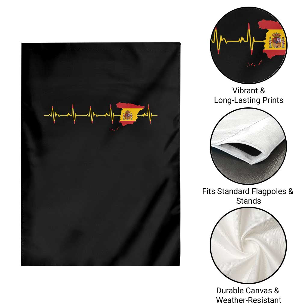 Spain Heartbeat EKG Espana Spanish Flag Map Garden Flag