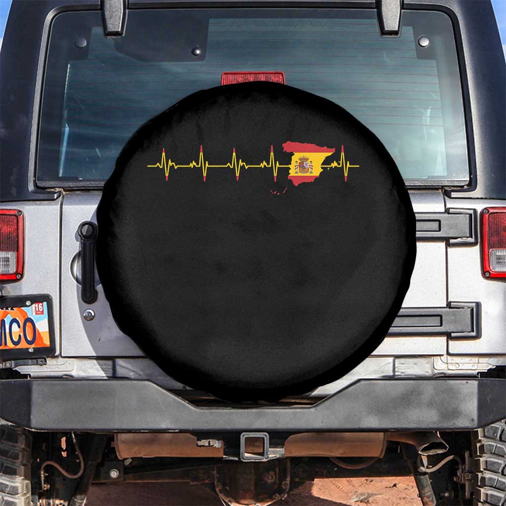 Spain Heartbeat EKG Espana Spanish Flag Map Spare Tire Cover