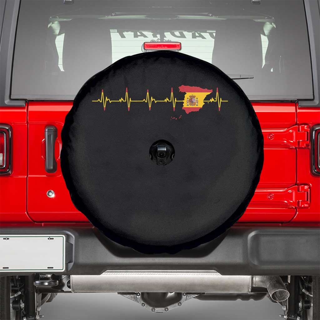 Spain Heartbeat EKG Espana Spanish Flag Map Spare Tire Cover