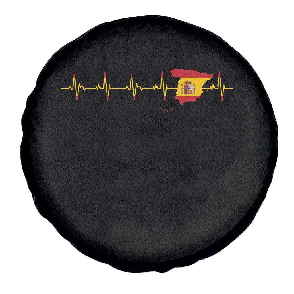 Spain Heartbeat EKG Espana Spanish Flag Map Spare Tire Cover