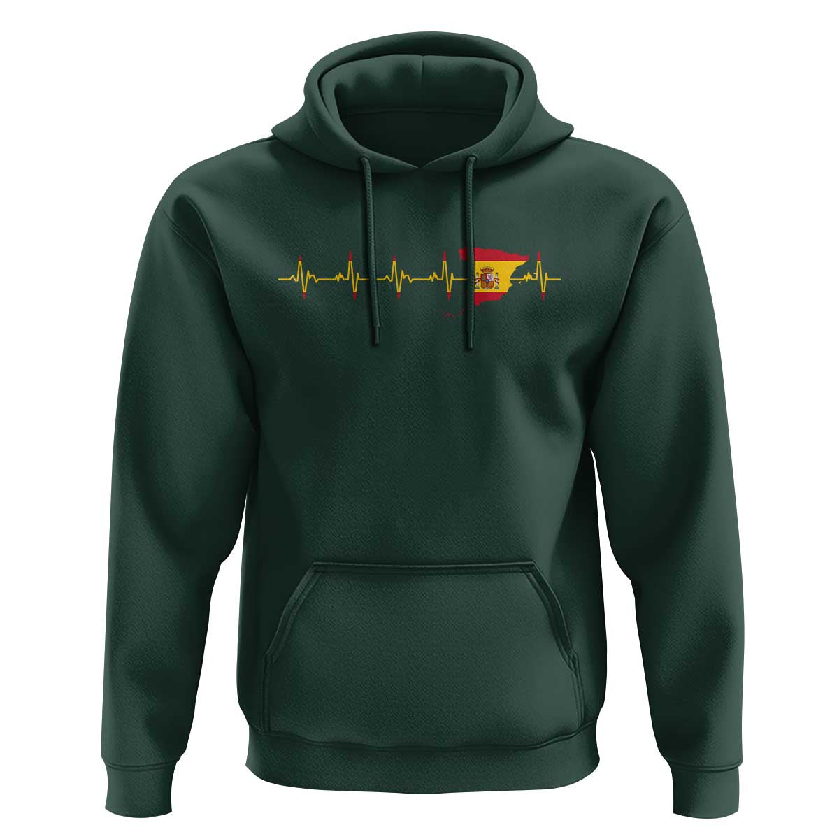 Spain Heartbeat EKG Espana Spanish Flag Map Hoodie