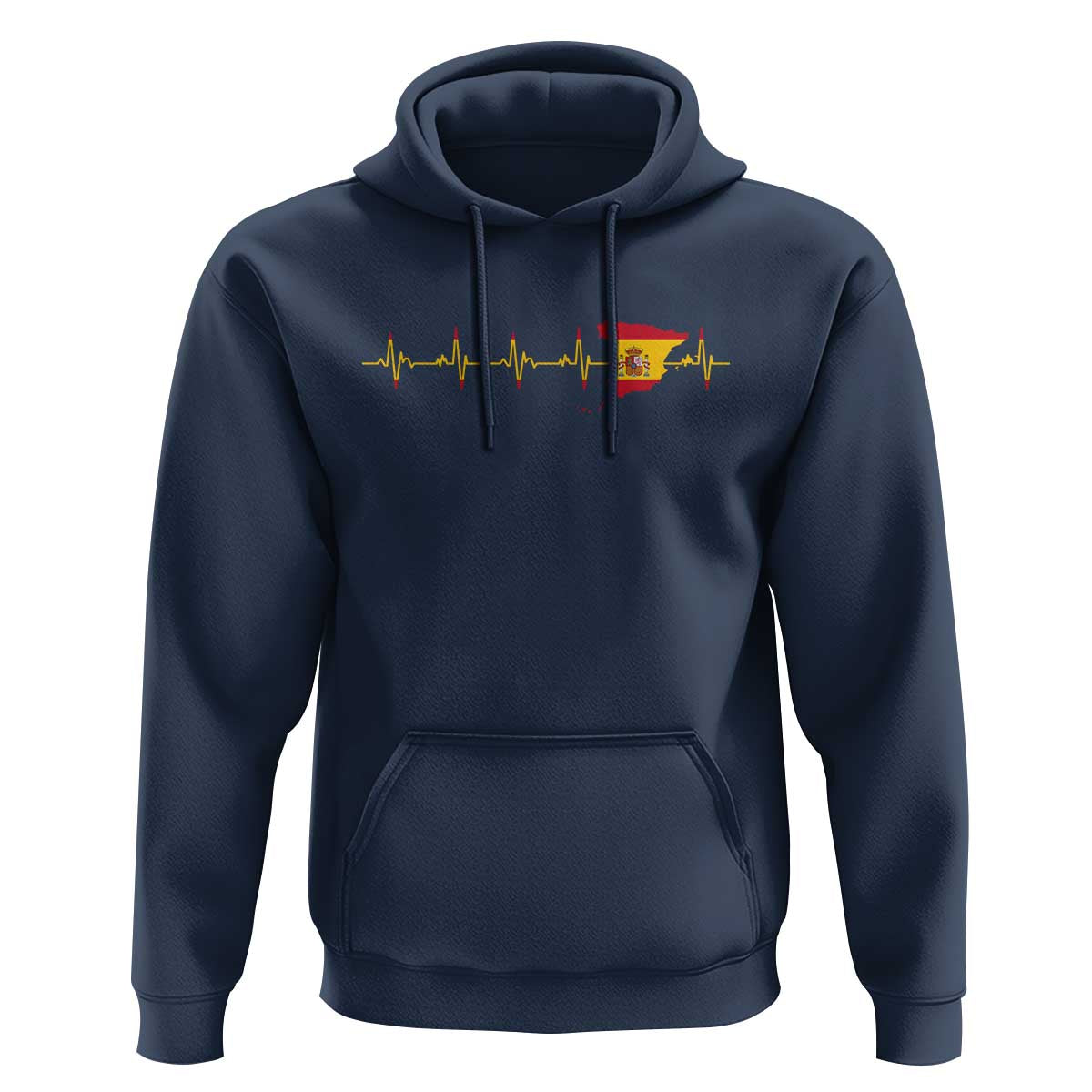 Spain Heartbeat EKG Espana Spanish Flag Map Hoodie