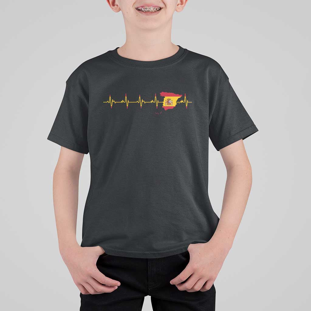 Spain Heartbeat EKG Espana Spanish Flag Map T Shirt For Kid