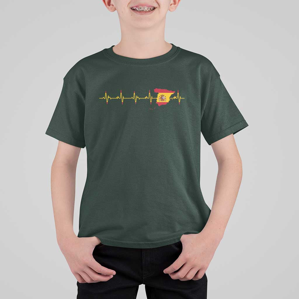 Spain Heartbeat EKG Espana Spanish Flag Map T Shirt For Kid