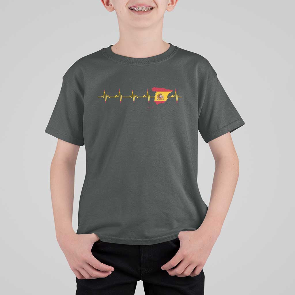 Spain Heartbeat EKG Espana Spanish Flag Map T Shirt For Kid