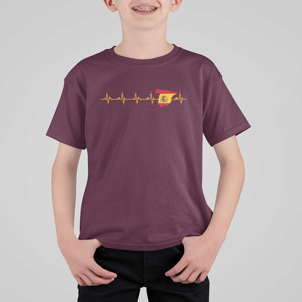 Spain Heartbeat EKG Espana Spanish Flag Map T Shirt For Kid