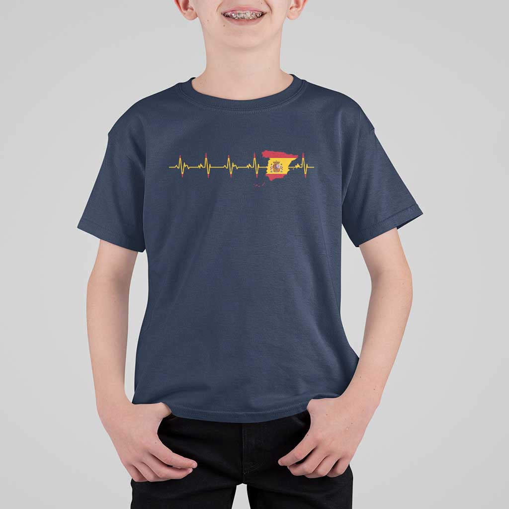 Spain Heartbeat EKG Espana Spanish Flag Map T Shirt For Kid