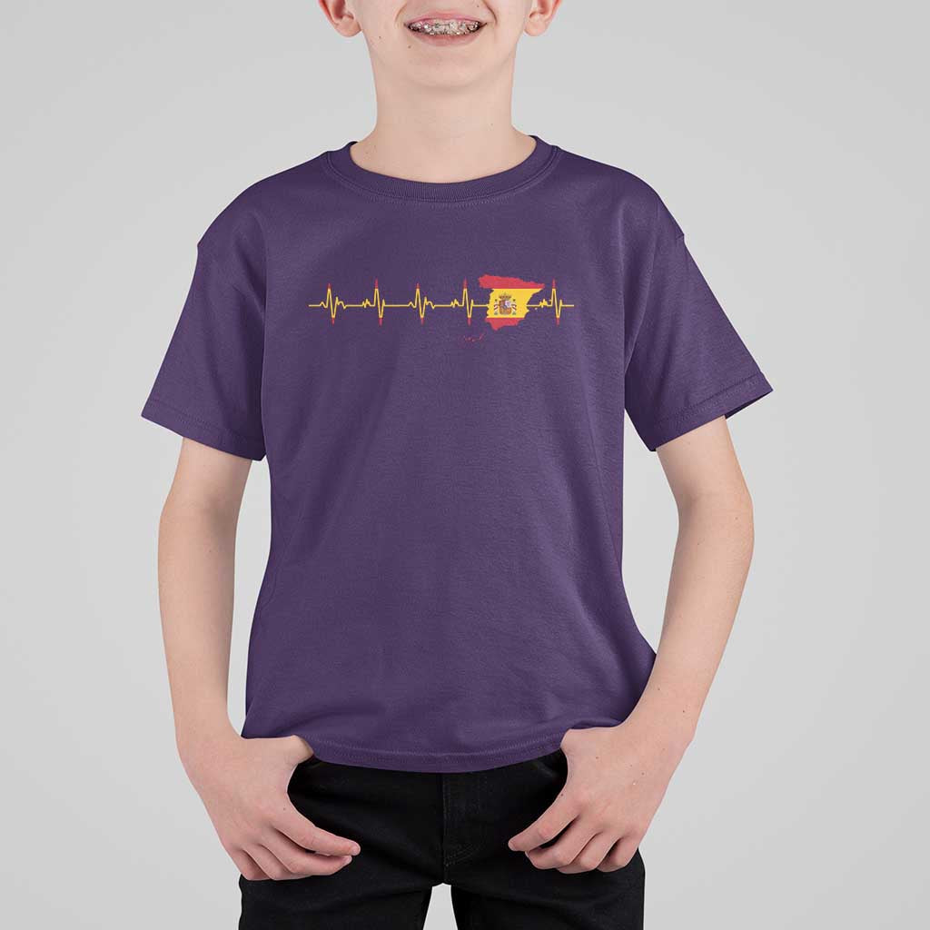 Spain Heartbeat EKG Espana Spanish Flag Map T Shirt For Kid