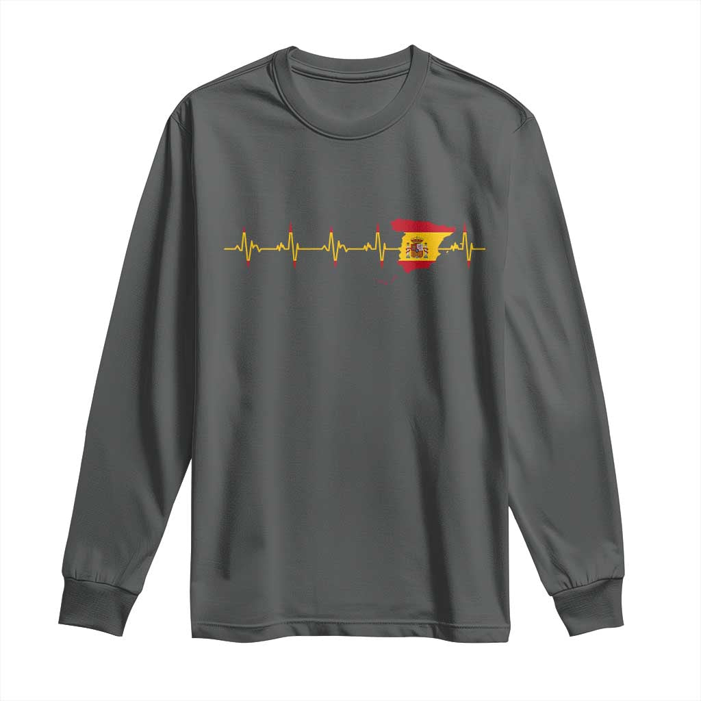 Spain Heartbeat EKG Espana Spanish Flag Map Long Sleeve Shirt