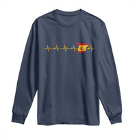 Spain Heartbeat EKG Espana Spanish Flag Map Long Sleeve Shirt