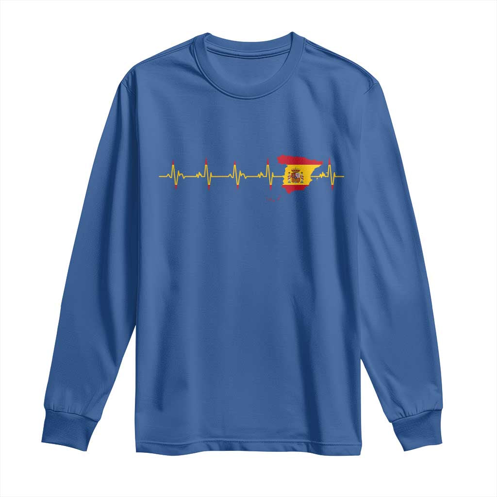 Spain Heartbeat EKG Espana Spanish Flag Map Long Sleeve Shirt