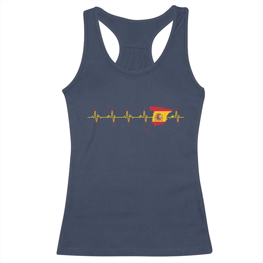 Spain Heartbeat EKG Espana Spanish Flag Map Racerback Tank Top