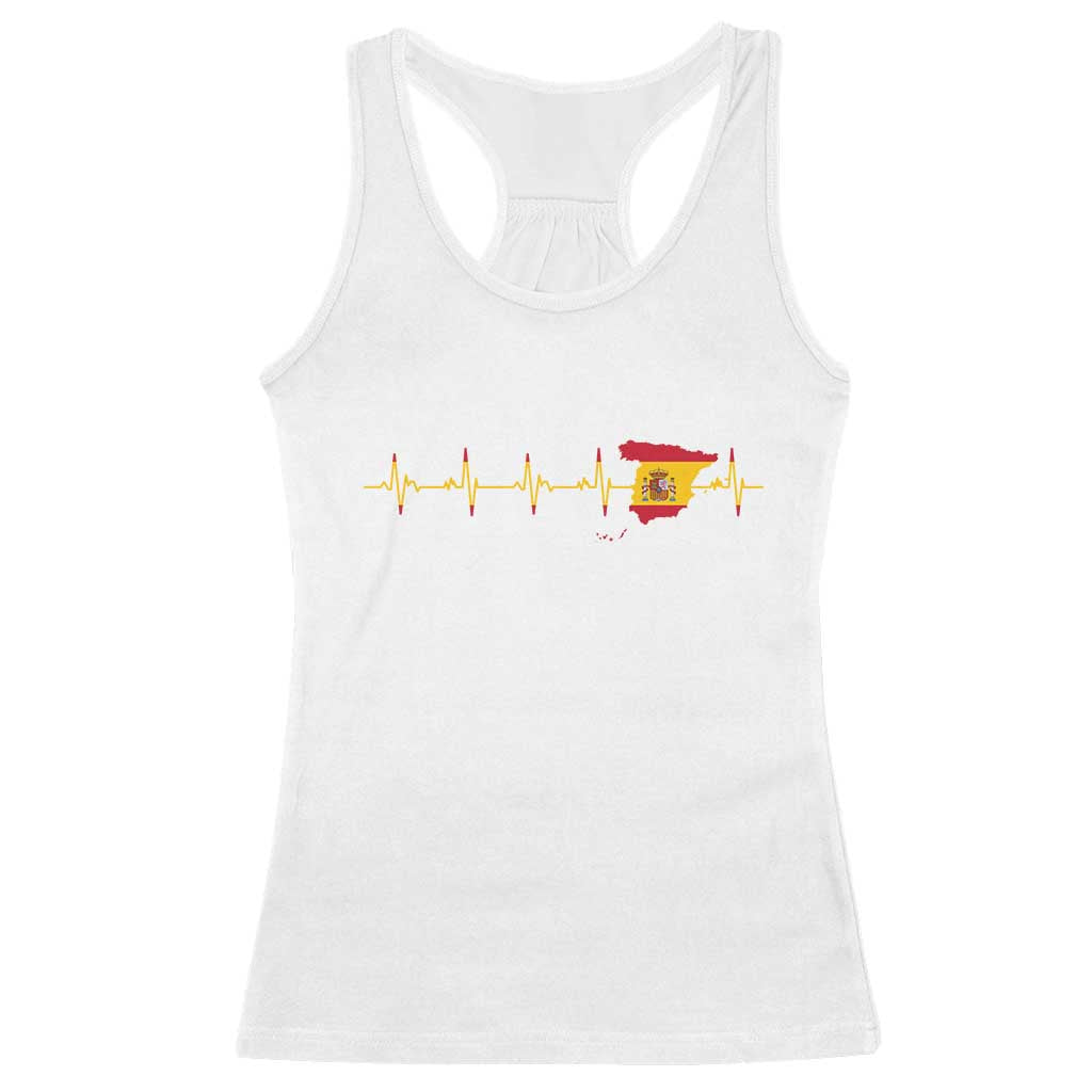 Spain Heartbeat EKG Espana Spanish Flag Map Racerback Tank Top