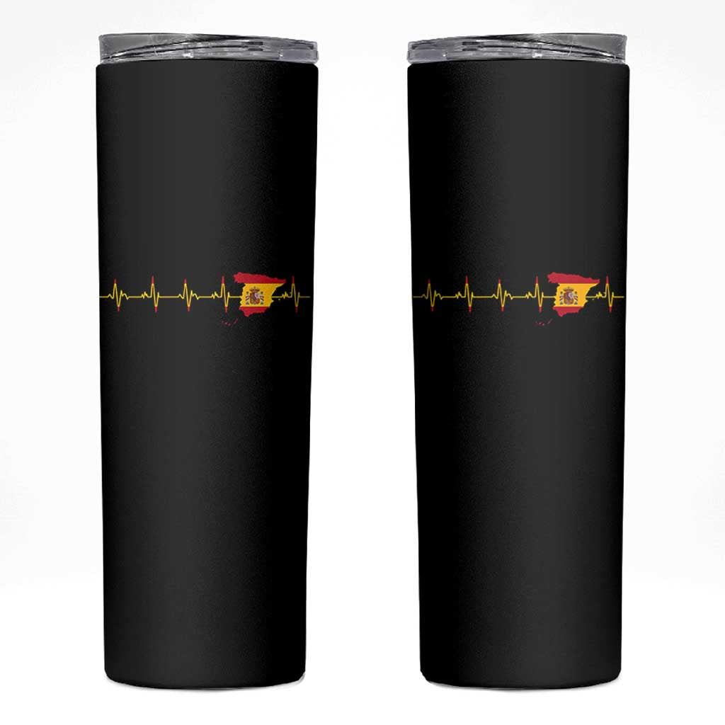 Spain Heartbeat EKG Espana Spanish Flag Map Skinny Tumbler