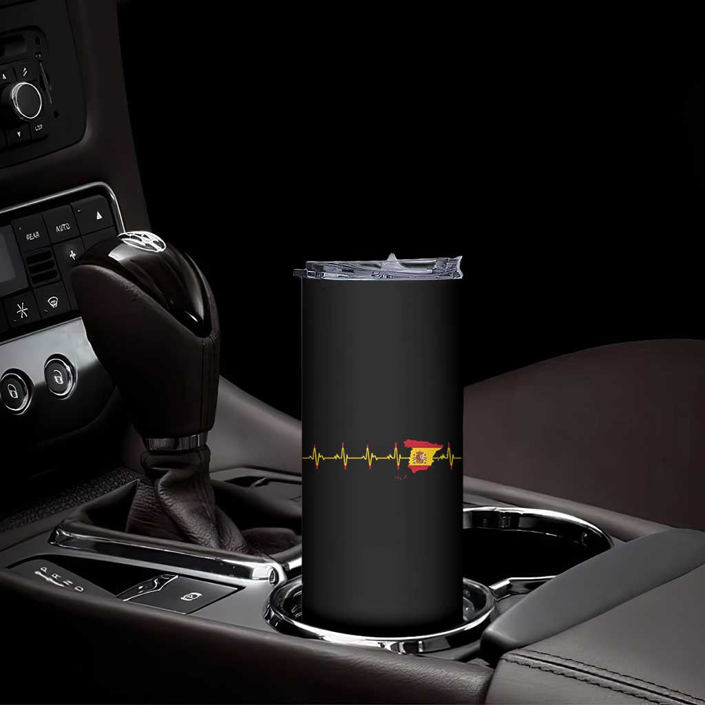 Spain Heartbeat EKG Espana Spanish Flag Map Skinny Tumbler