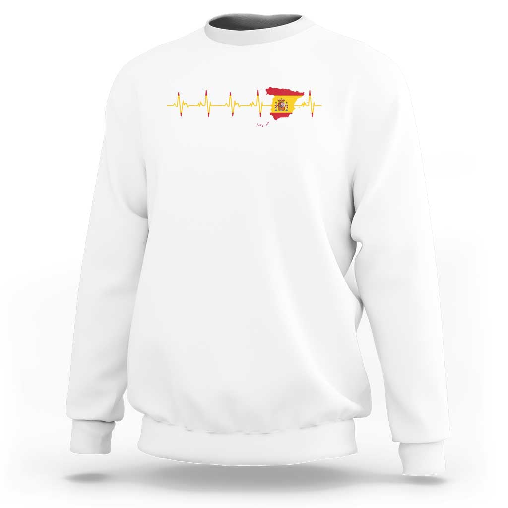 Spain Heartbeat EKG Espana Spanish Flag Map Sweatshirt