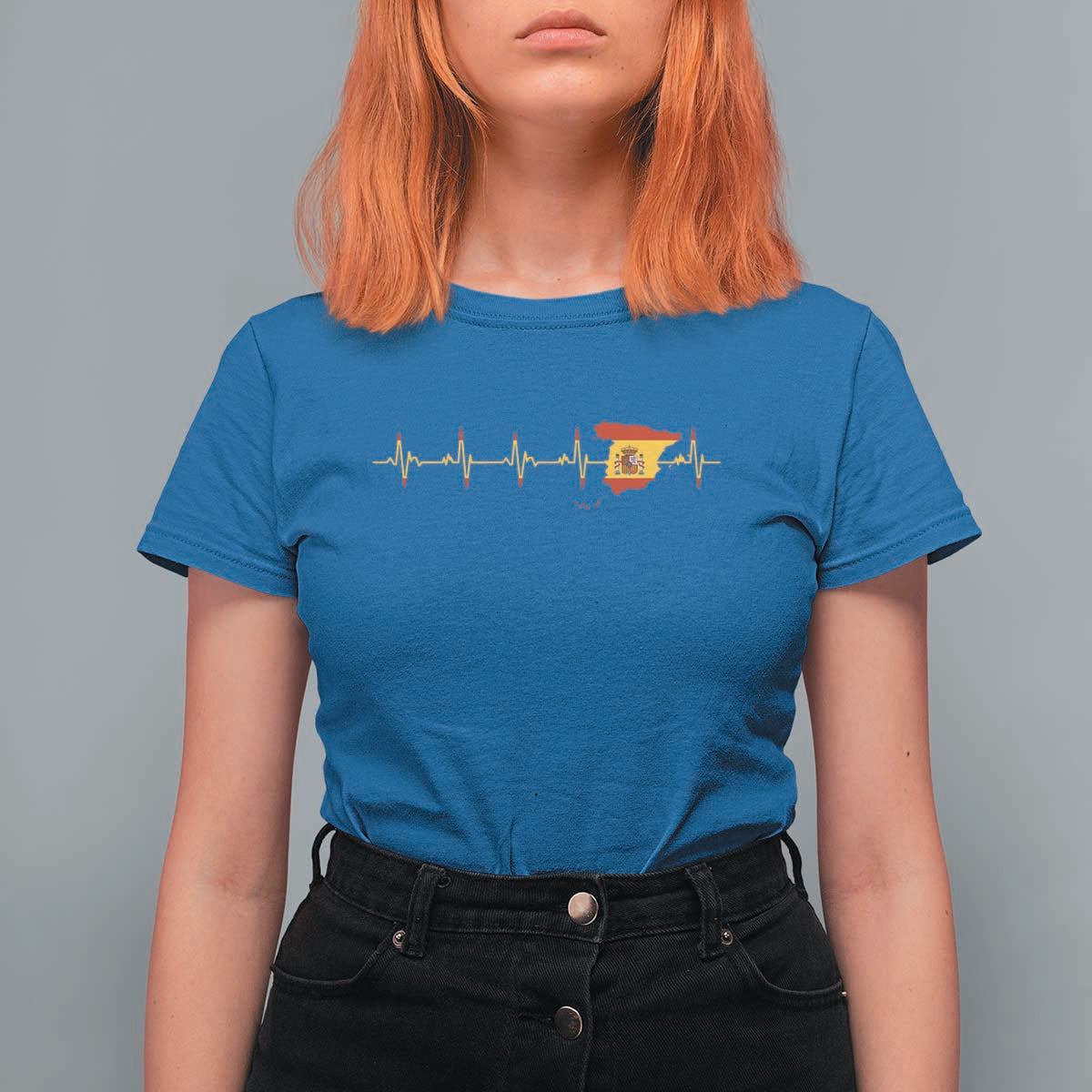 Spain Heartbeat EKG Espana Spanish Flag Map T Shirt For Women