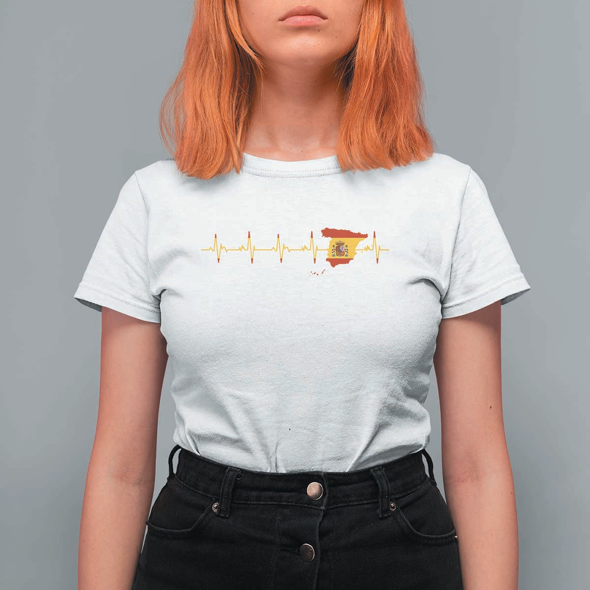 Spain Heartbeat EKG Espana Spanish Flag Map T Shirt For Women
