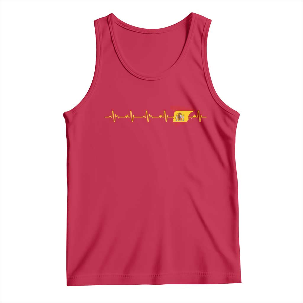 Spain Heartbeat EKG Espana Spanish Flag Map Tank Top