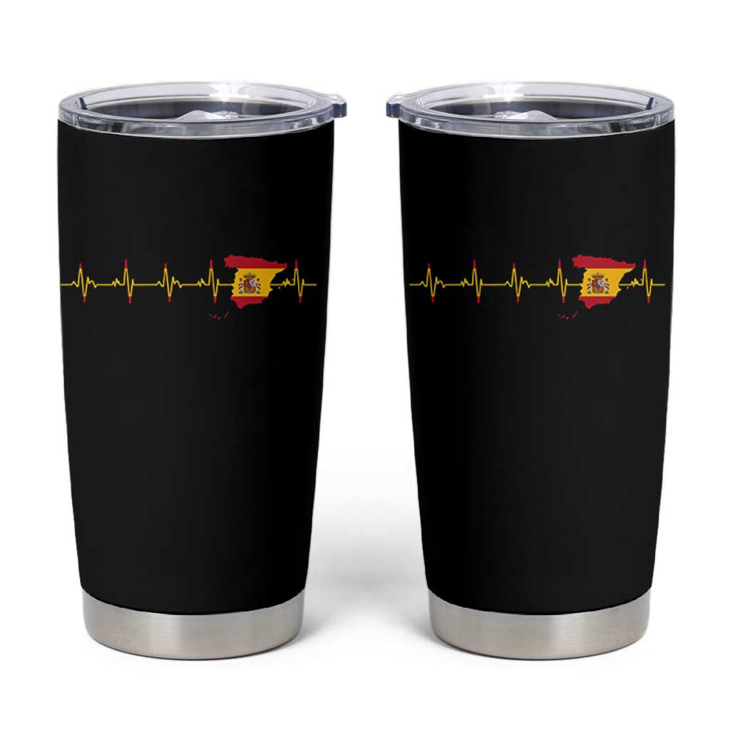 Spain Heartbeat EKG Espana Spanish Flag Map Tumbler Cup