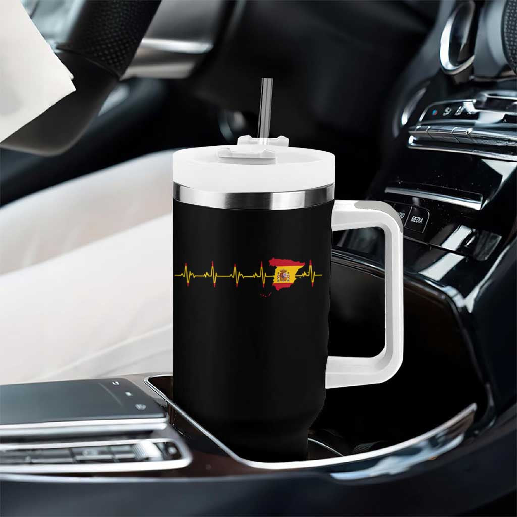 Spain Heartbeat EKG Espana Spanish Flag Map Tumbler With Handle