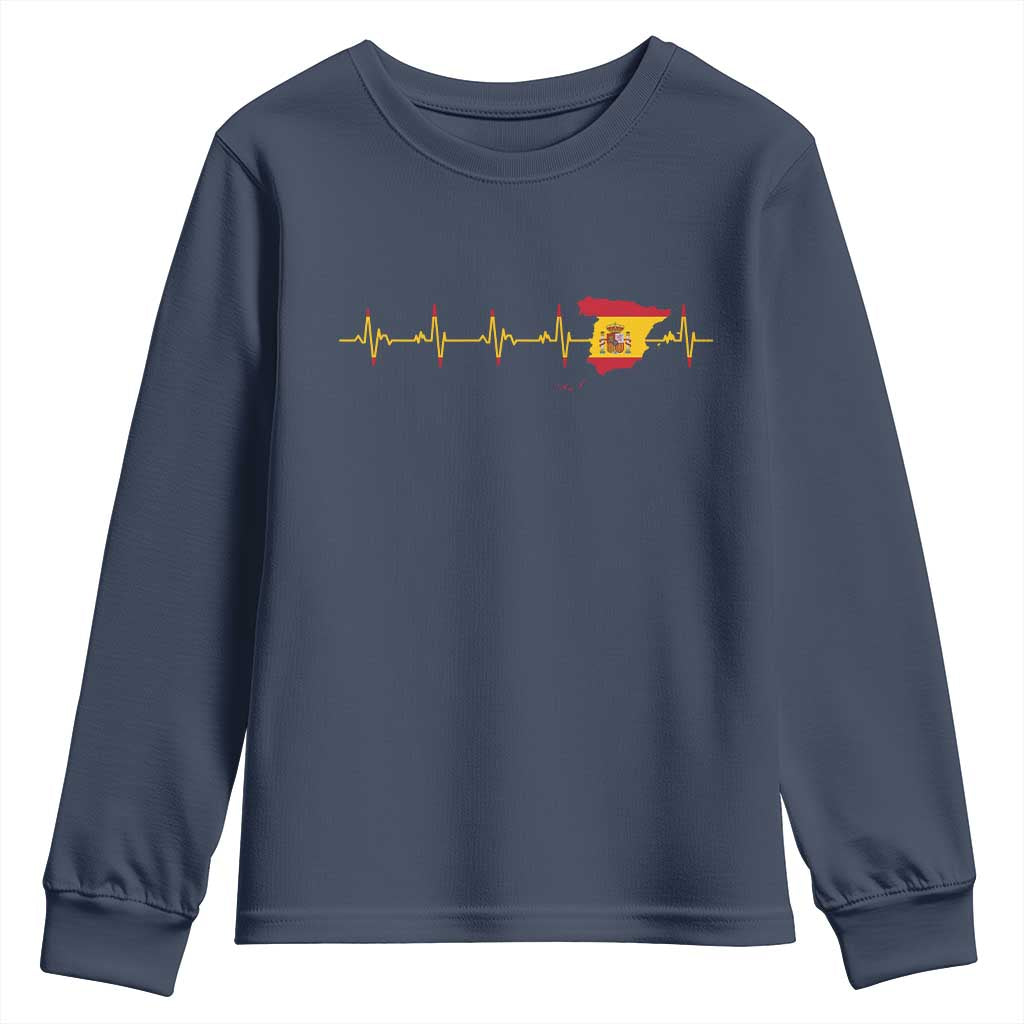 Spain Heartbeat EKG Espana Spanish Flag Map Youth Sweatshirt