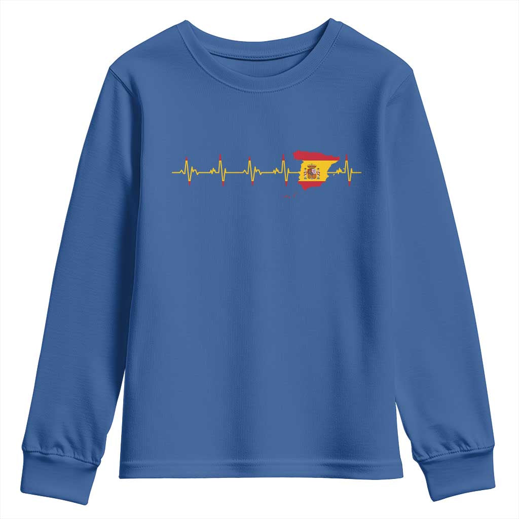 Spain Heartbeat EKG Espana Spanish Flag Map Youth Sweatshirt