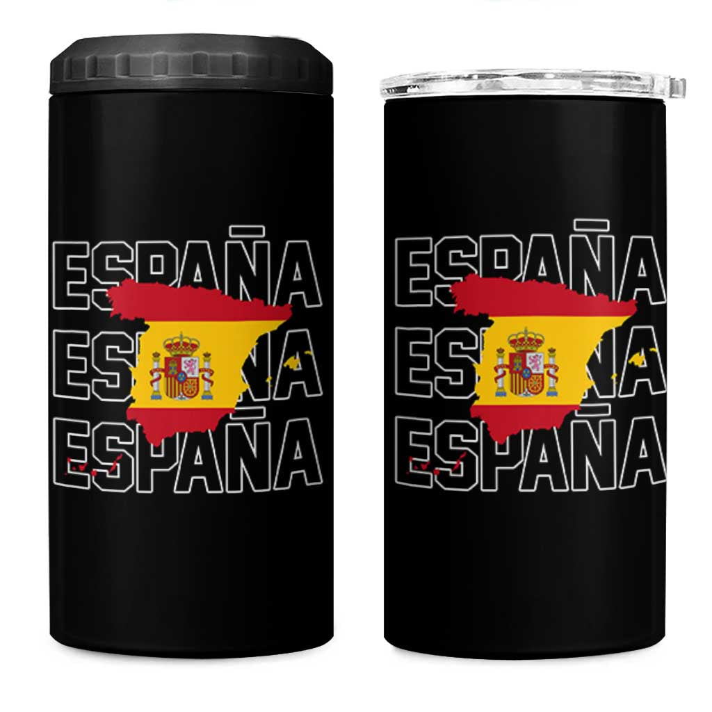 Espana Spain Map Pride Spanish Flag 4 in 1 Can Cooler Tumbler