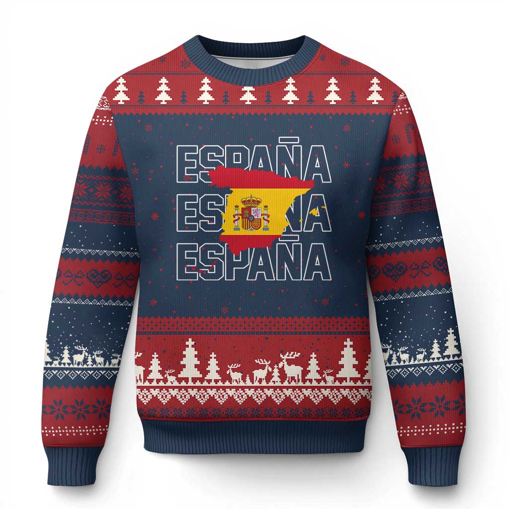 Espana Spain Map Pride Spanish Flag Ugly Christmas Sweater