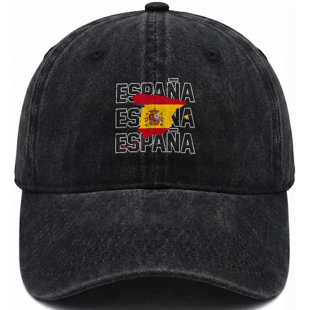 Espana Spain Map Pride Spanish Flag Washed Cotton Baseball Cap