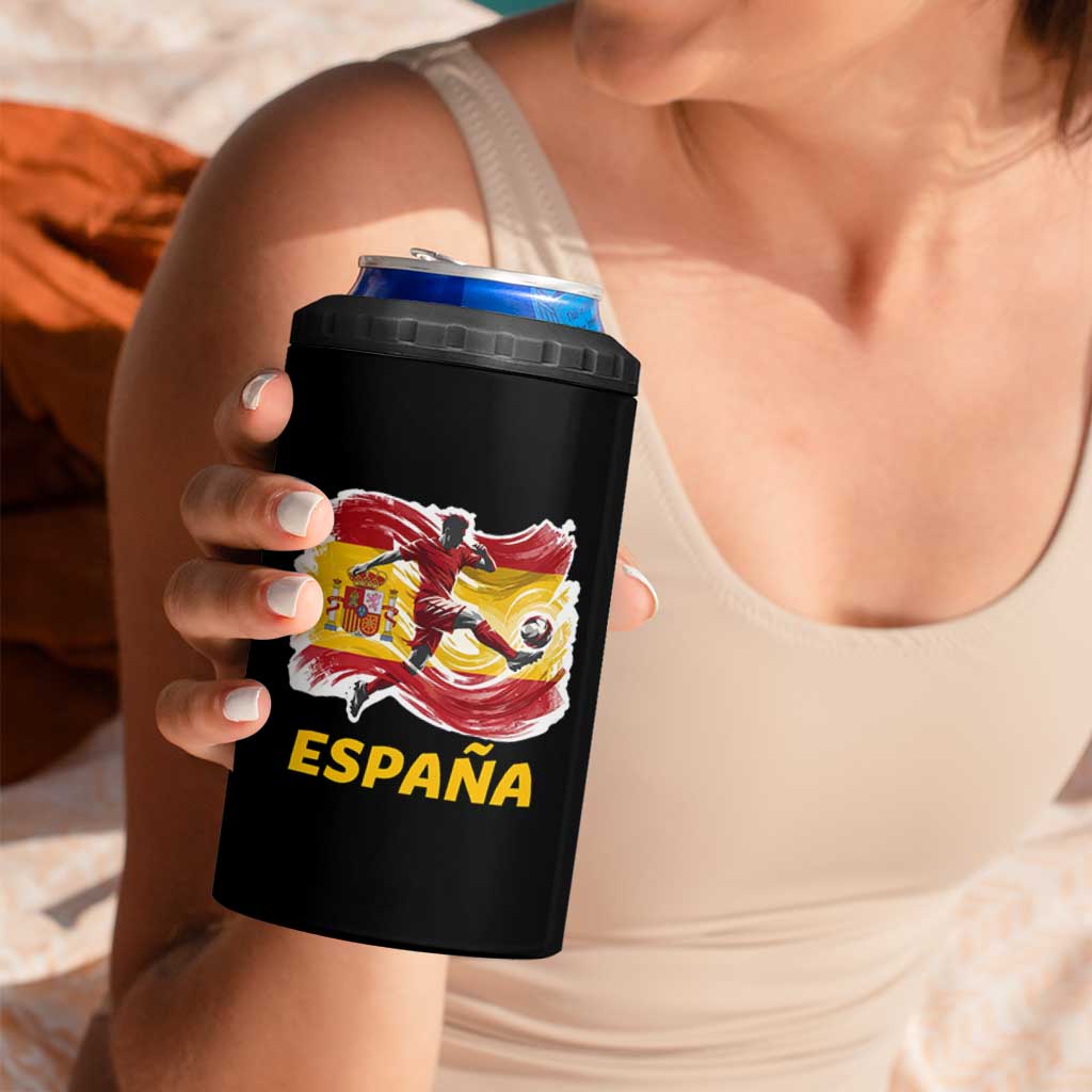 Spain Espana Soccer Football Fan Spanish Flag 4 in 1 Can Cooler Tumbler