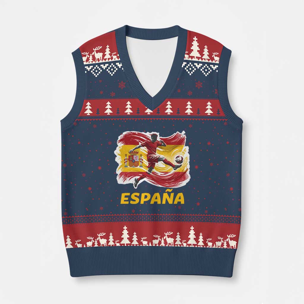 Spain Espana Soccer Football Fan Spanish Flag V-Neck Knit Sweater Vest