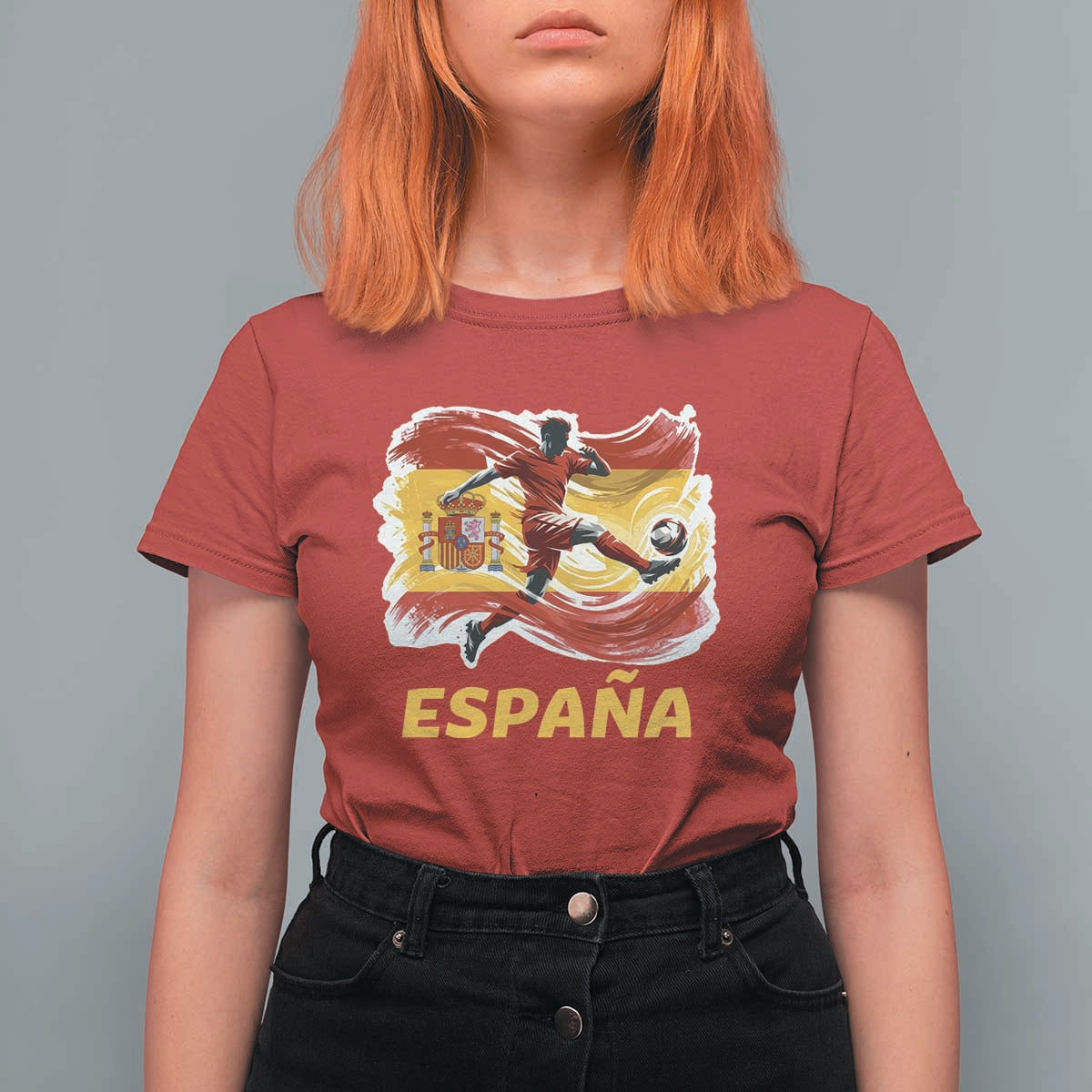 Spain Espana Soccer Football Fan Spanish Flag T Shirt For Women