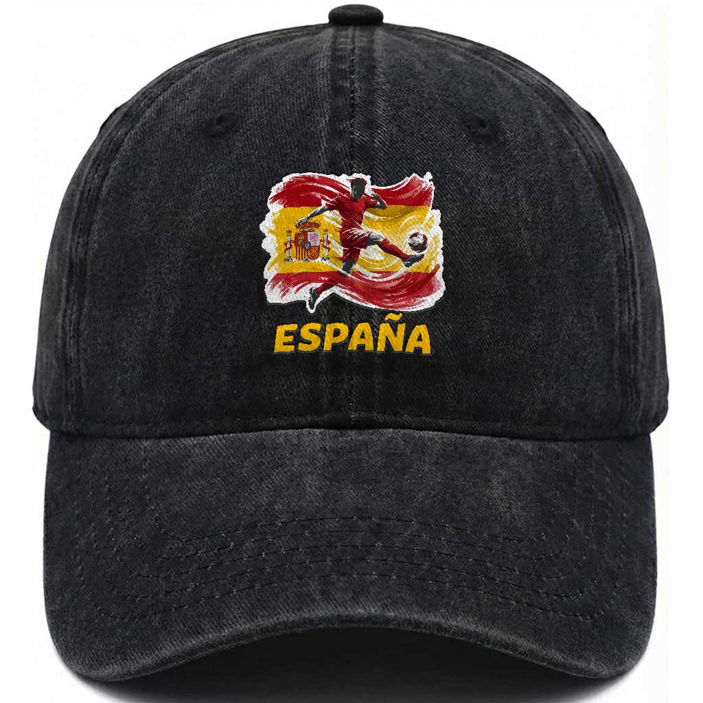 Spain Espana Soccer Football Fan Spanish Flag Washed Cotton Baseball Cap