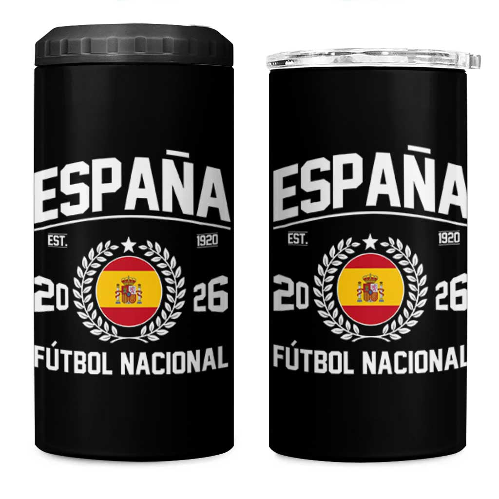 Spain 2026 Soccer Football Fan Spanish Flag 4 in 1 Can Cooler Tumbler