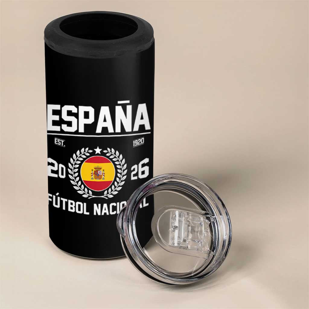 Spain 2026 Soccer Football Fan Spanish Flag 4 in 1 Can Cooler Tumbler