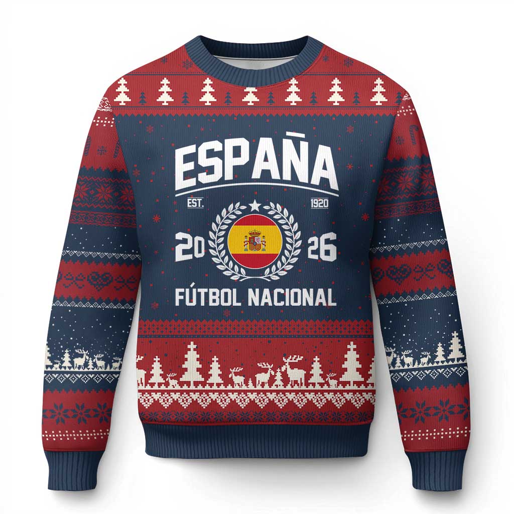 Spain 2026 Soccer Football Fan Spanish Flag Ugly Christmas Sweater