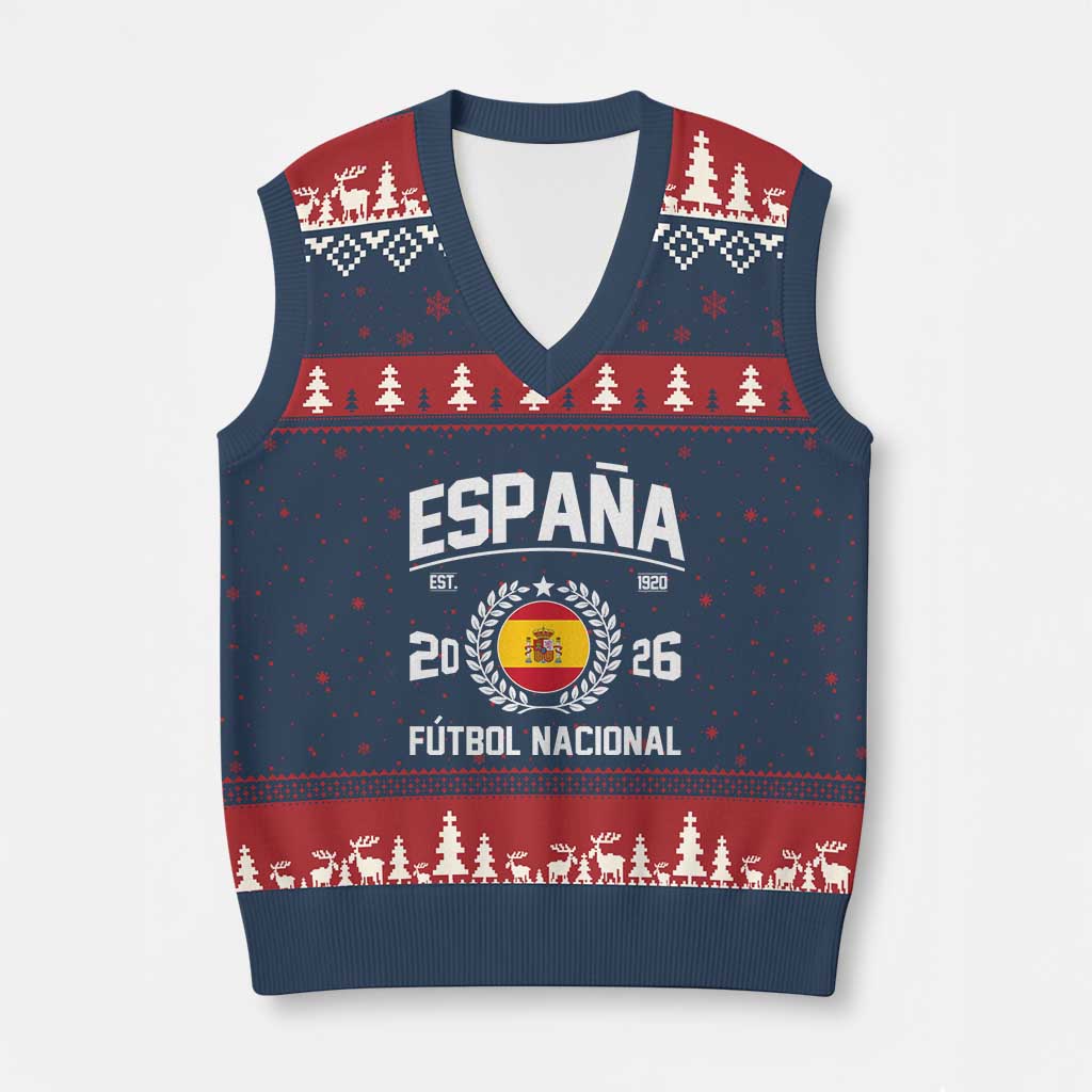 Spain 2026 Soccer Football Fan Spanish Flag V-Neck Knit Sweater Vest